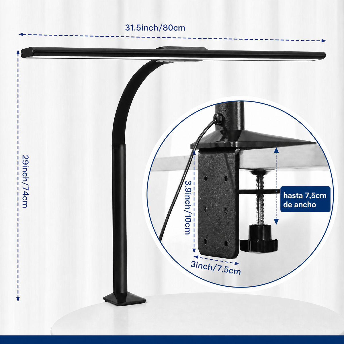 Lámpara Escritorio Led Flexible Táctil Control Remoto 40w