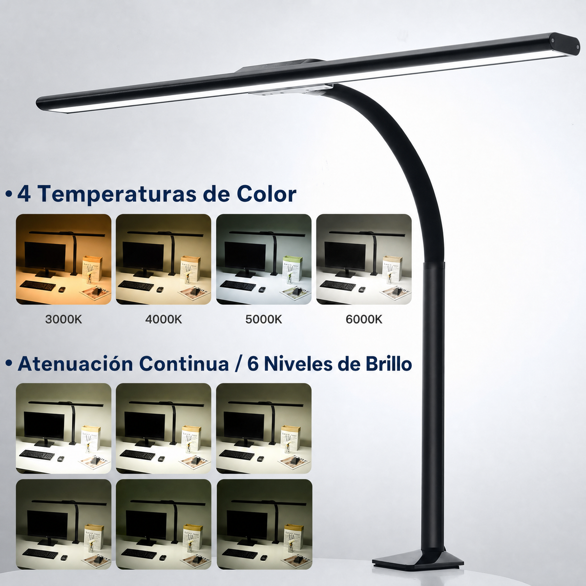 Lámpara Escritorio Led Flexible Táctil Control Remoto 40w